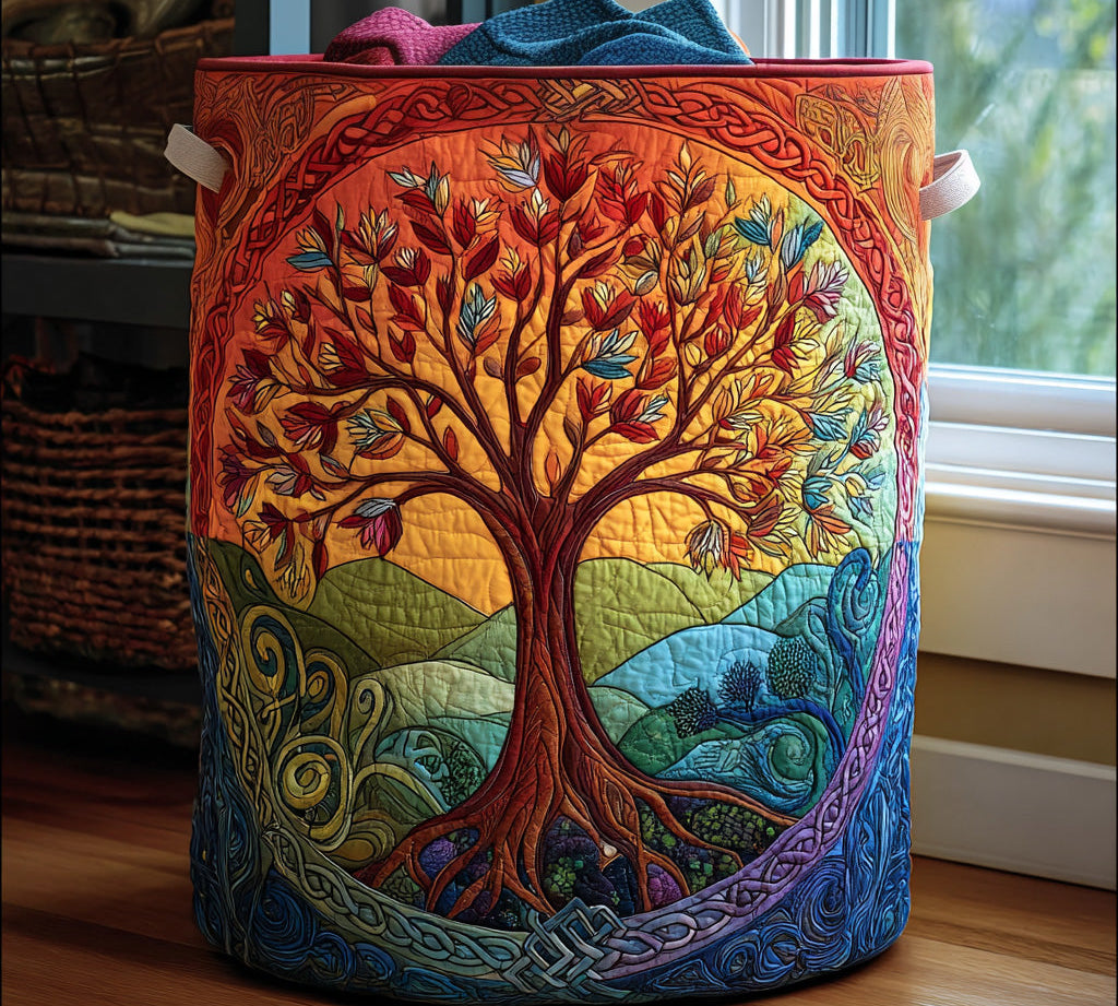 Handcrafted Laundry Basket - Tree of Life Design