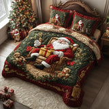 3 Piece Quilted Bedding Set – Father Christmas Magic