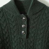 Arden Kašmir Džemper Sa Gumbima I Stojeći Ovratnik Moderan