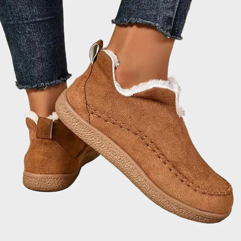 Ortopedske Kožne Čizme Za Žene Bež Nubuk Sa Krznom Protuklizni Potplat Udobne I Elegantne Za Cjelodnevno Nošenje