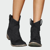 Retro Kaubojke Za Žene Smeđe Suede Gležnjače S Niskom Petom