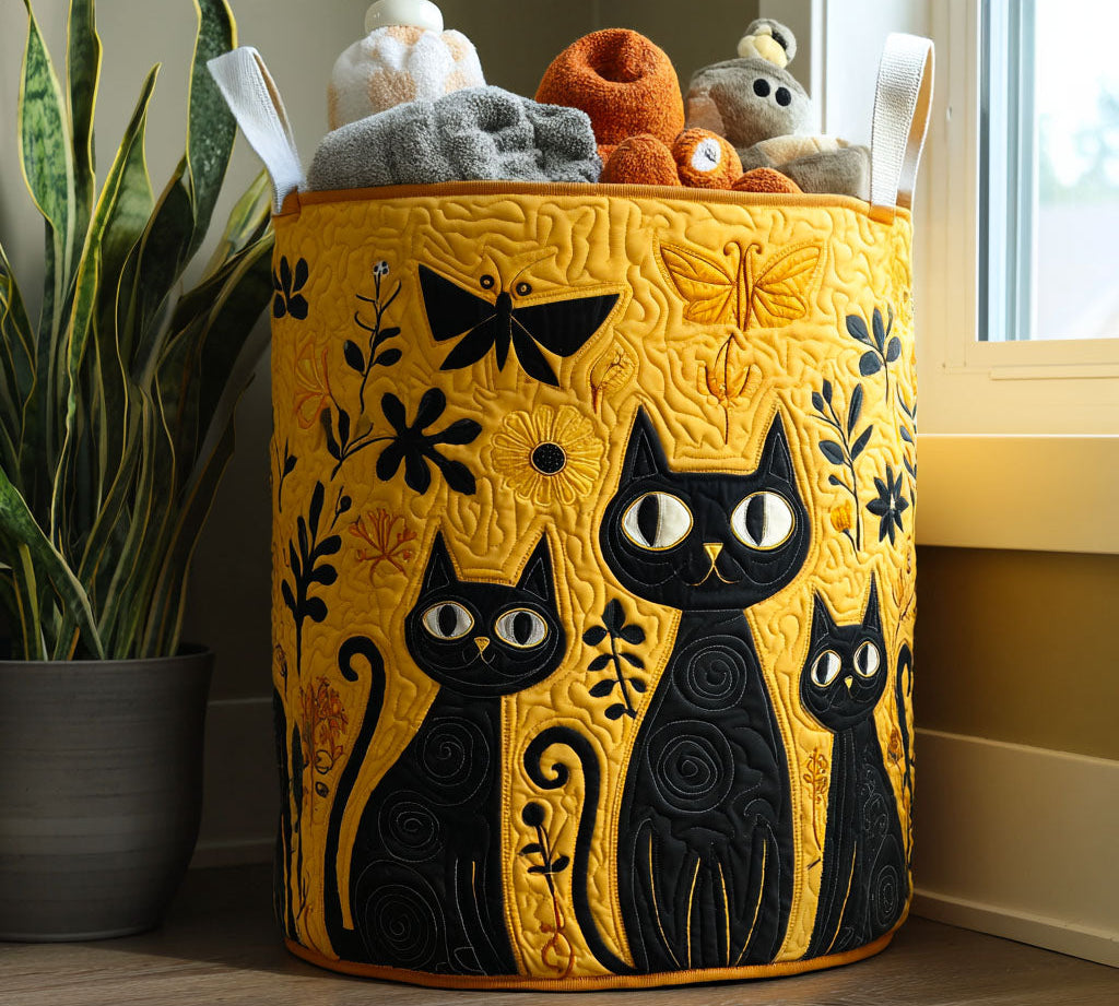 Handcrafted Cat-Themed Laundry Basket