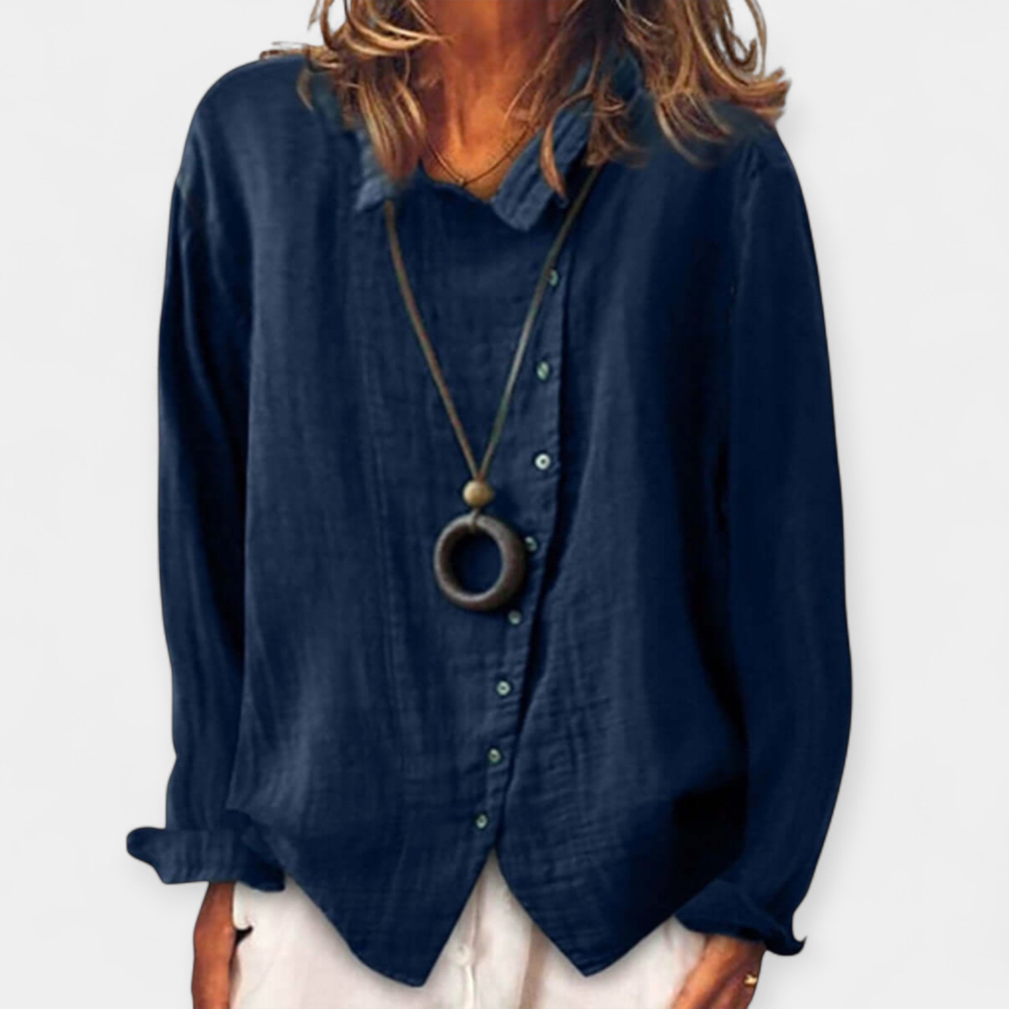 Duga Dnevna Košulja Lagane Smjese Pamuka i Lana Za Proljeće