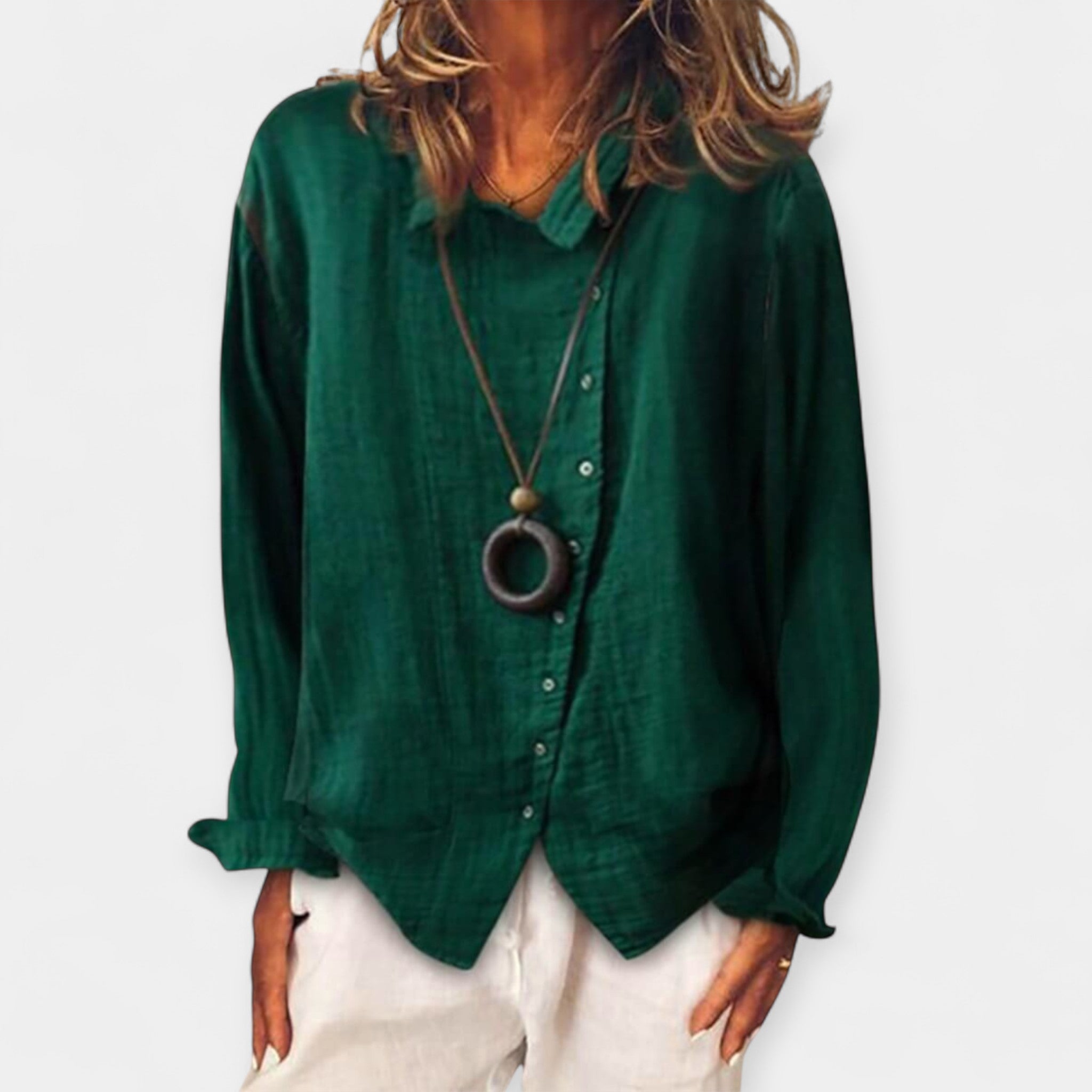 Duga Dnevna Košulja Lagane Smjese Pamuka i Lana Za Proljeće