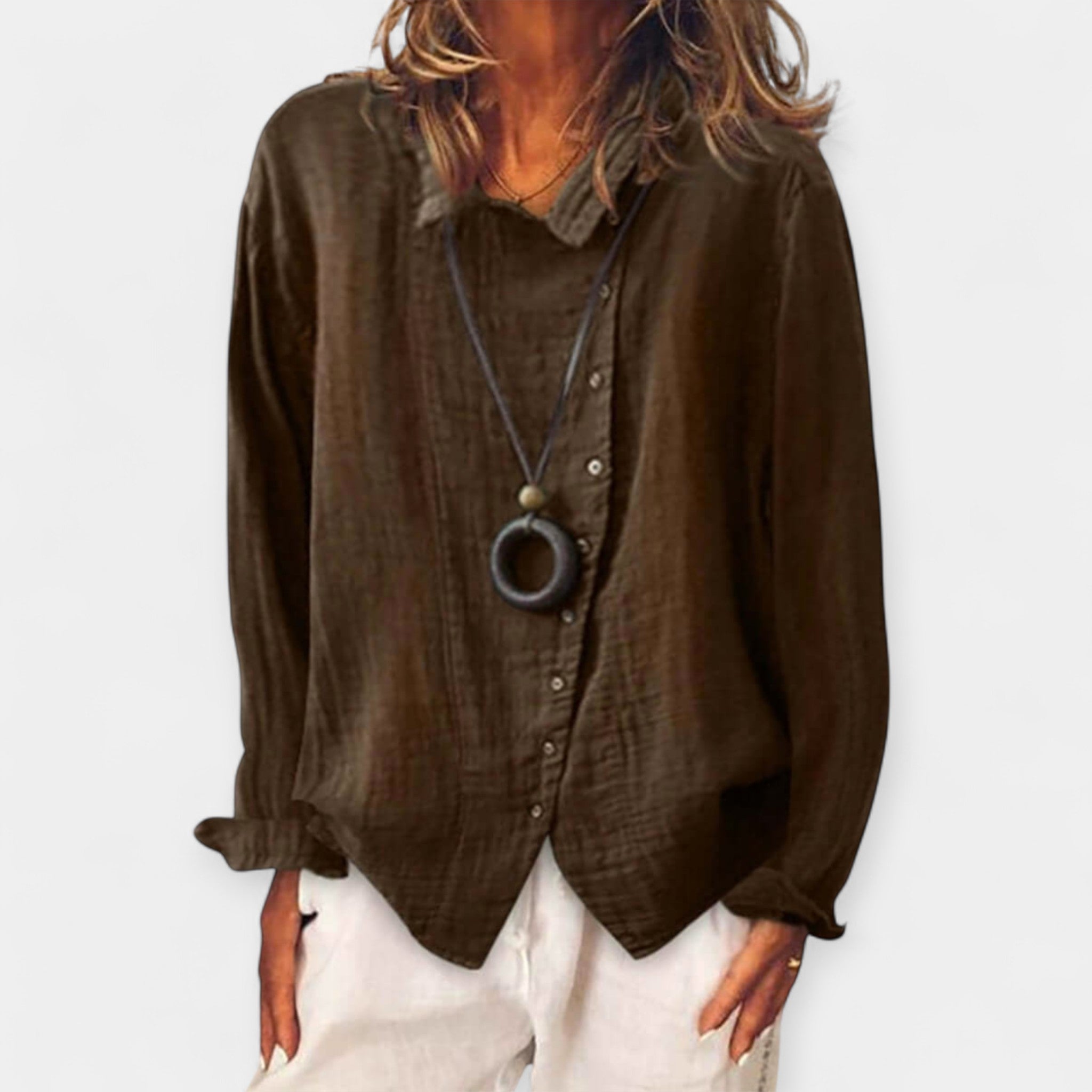 Duga Dnevna Košulja Lagane Smjese Pamuka i Lana Za Proljeće