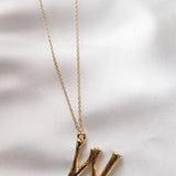 Zlatni Lančić s Inicijalom od U do Z u Obliku Bambusovih Stabljika za Slojeviti Stil