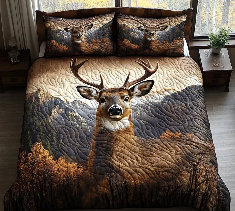 3 Piece Quilted Bedding Set – Forest Animals