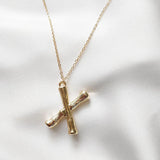 Zlatni Lančić s Inicijalom od U do Z u Obliku Bambusovih Stabljika za Slojeviti Stil