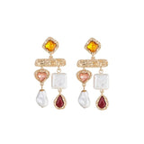 Barokne Šarene Naušnice S Draguljima I Perlama Za Eleganciju Na Posebne Prilike Sa Živopisnim Kamenjem Za Dotičan Efekt