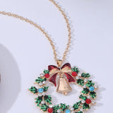 Božićni Vijenac Sa Privjeskom Zvona Lančić Od Legure Sa Sjajnim Kristalima Za Elegantan Blagdanski Stil