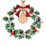 Božićni Vijenac Sa Privjeskom Zvona Lančić Od Legure Sa Sjajnim Kristalima Za Elegantan Blagdanski Stil