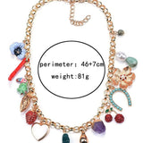 Kristalna Ogrlica S Višestrukim Privjescima Podesiva Duljina Kopčom Šareni Umjetni Kamenčići