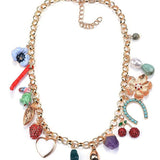 Kristalna Ogrlica S Višestrukim Privjescima Podesiva Duljina Kopčom Šareni Umjetni Kamenčići