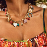 Kristalna Ogrlica S Višestrukim Privjescima Podesiva Duljina Kopčom Šareni Umjetni Kamenčići