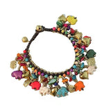 Slonova Retro Pletena Narukvica Sa Tirkizom I Bakrenim Akcentima Za Boho Stil I Slojevito Nošenje