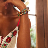 Slonova Retro Pletena Narukvica Sa Tirkizom I Bakrenim Akcentima Za Boho Stil I Slojevito Nošenje