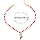 Emalirana Ogrlica S Perlama U Obliku Božićnog Štapića Podesiva Duljina Sa Zatvaračem Kukom I Očicom Iz Legure