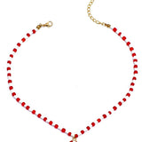 Emalirana Ogrlica S Perlama U Obliku Božićnog Štapića Podesiva Duljina Sa Zatvaračem Kukom I Očicom Iz Legure