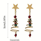 Eudora Božićne Viseće Naušnice U Obliku Božićnog Drvca Od Bakra Fiksne Duljine Za Blagdanski Stil I Zablistale