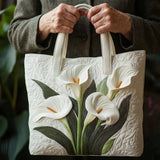 Handcrafted Quilted Bag - White Arums