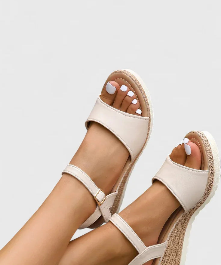 Daniela - Sandalias de Plataforma con Suela Trenzada y Punta Abierta - Hala Madrid