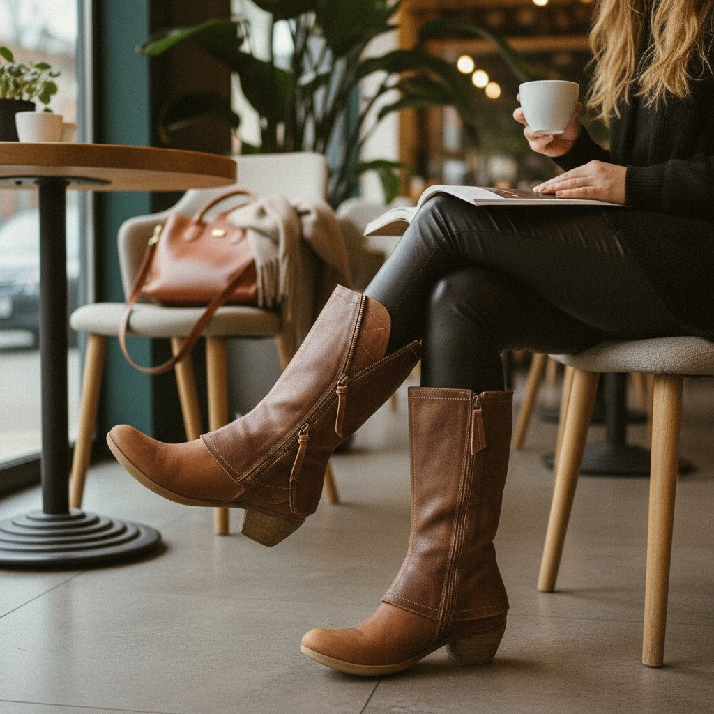 Lilyleather Ženske Kožne Čizme Do Sredine Potkoljenice Klasičan Dizajn Uz Udobnost I Svestran Stil