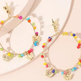 Myra Naušnice U Krug Leptir Dizajn S Šarenim Perlicama Za Opuštene I Svečane Prilike