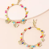 Myra Naušnice U Krug Leptir Dizajn S Šarenim Perlicama Za Opuštene I Svečane Prilike