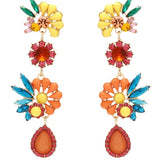 Neil Akrilne Cvjetne Viseće Naušnice Sa Sjajnim Kristalima Elegantan Ženski Dodatak