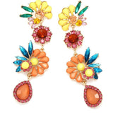 Neil Akrilne Cvjetne Viseće Naušnice Sa Sjajnim Kristalima Elegantan Ženski Dodatak