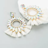 Naomi Naušnice U Obliku Suncokreta Sa Diamantima I Resicama Za Specijalne Prilike I Dnevni Glamur