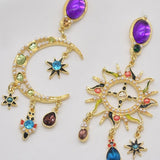 Asimetrične Dugačke Naušnice Sa Suncem I Mjesecom Nebeski Motiv Za Elegantne Kombinacije