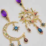 Asimetrične Dugačke Naušnice Sa Suncem I Mjesecom Nebeski Motiv Za Elegantne Kombinacije