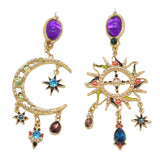 Asimetrične Dugačke Naušnice Sa Suncem I Mjesecom Nebeski Motiv Za Elegantne Kombinacije