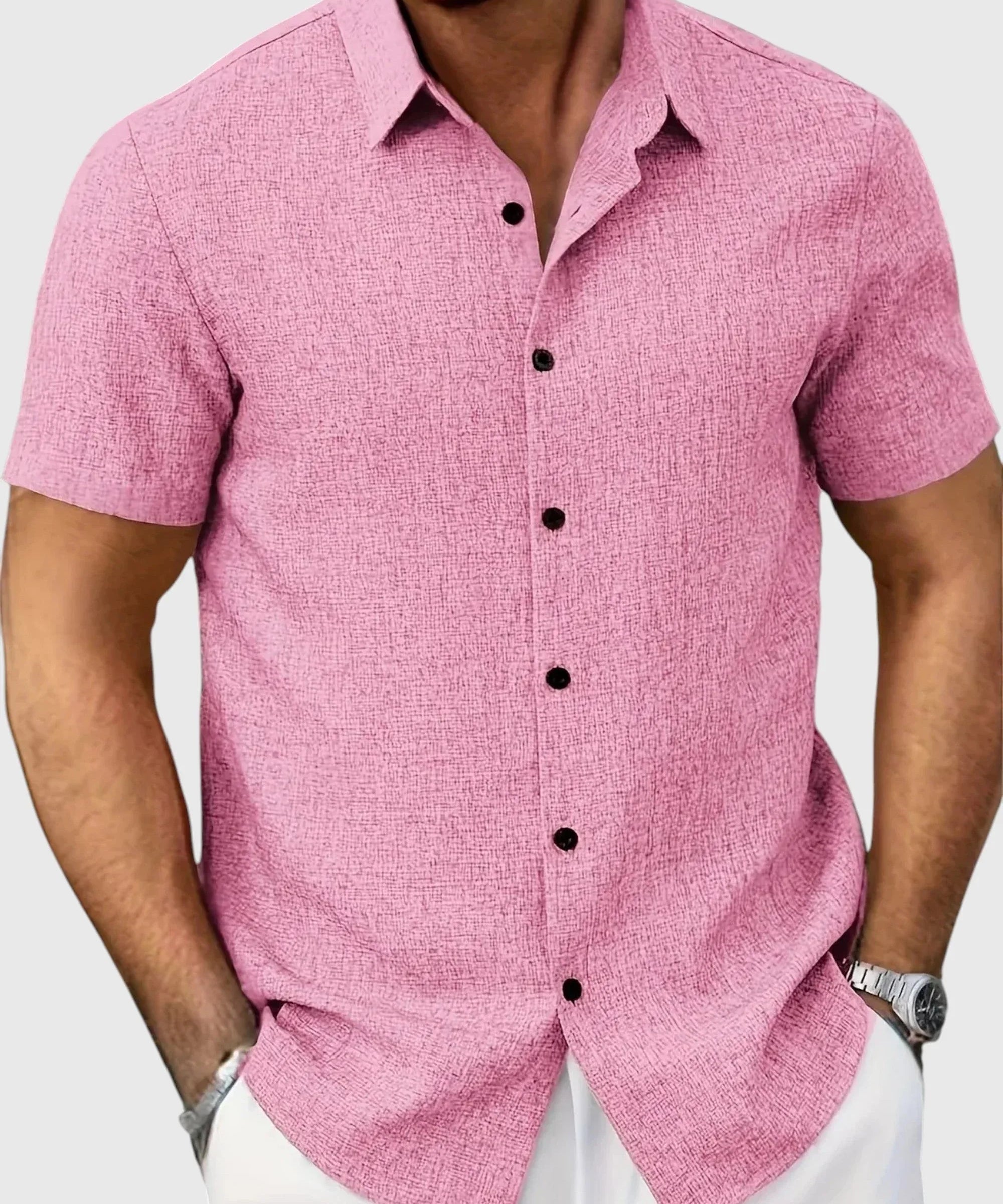 Juan | Camisa ligera de manga corta en mezcla de lino - Hala Madrid