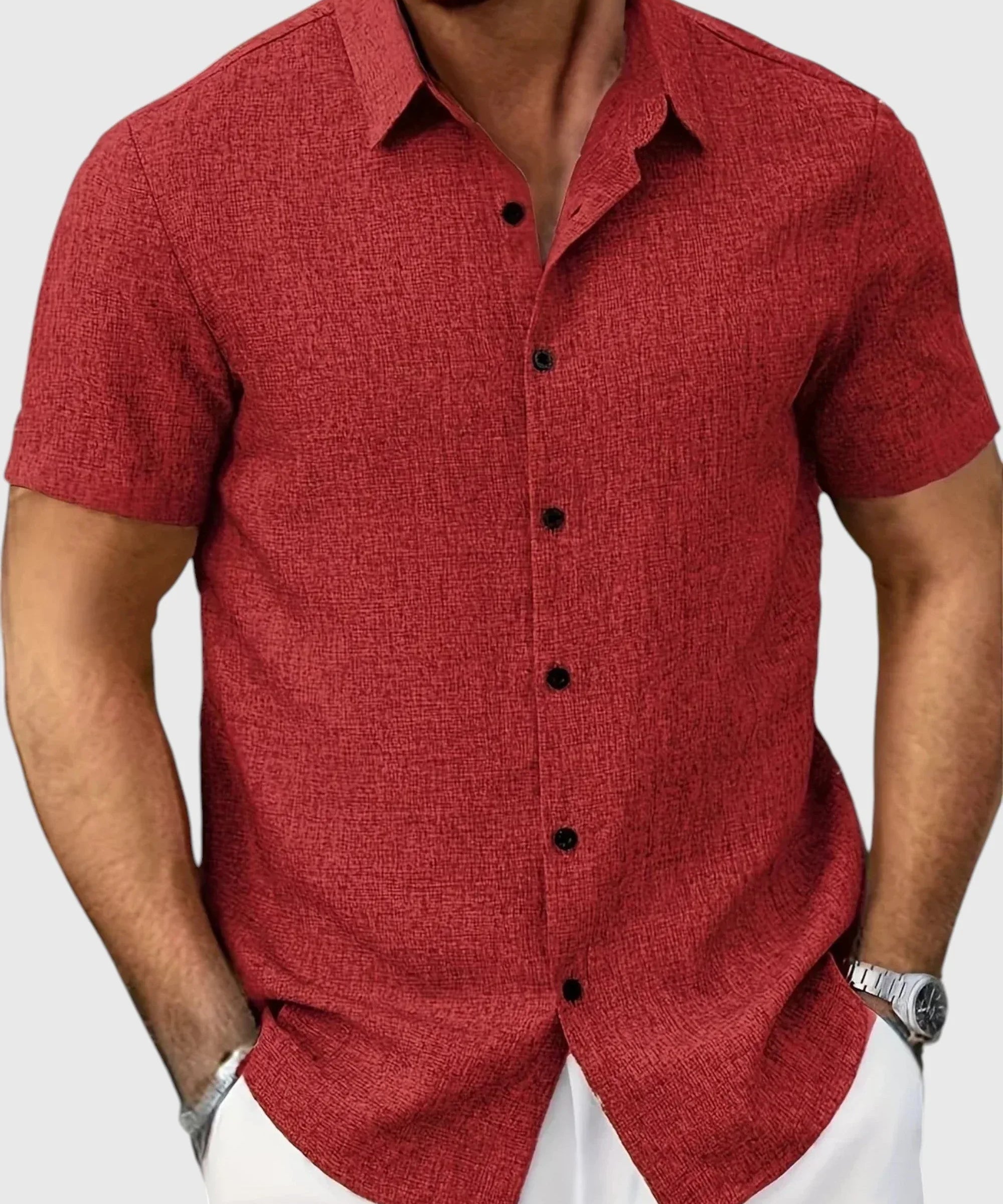 Juan | Camisa ligera de manga corta en mezcla de lino - Hala Madrid