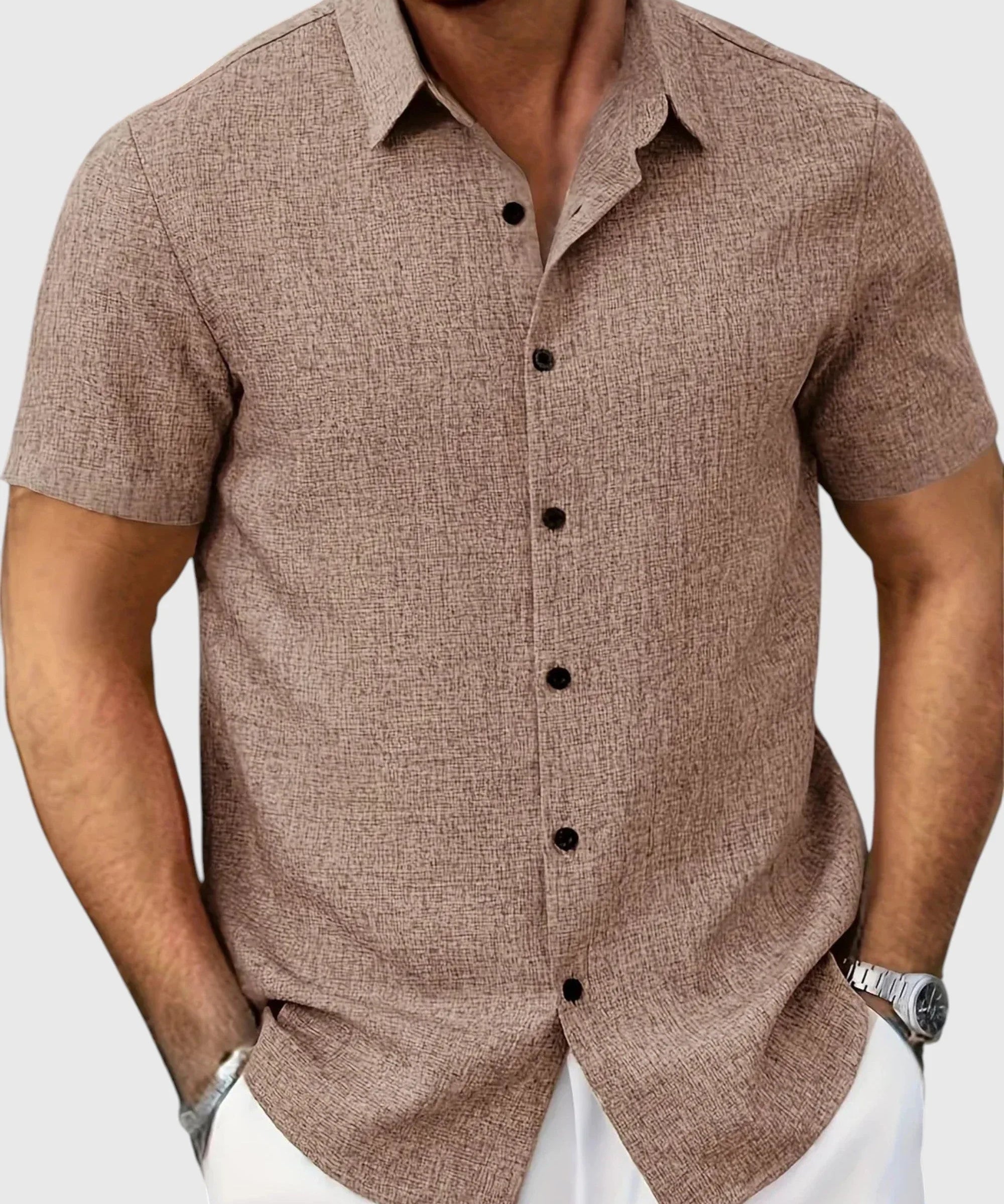 Juan | Camisa ligera de manga corta en mezcla de lino - Hala Madrid