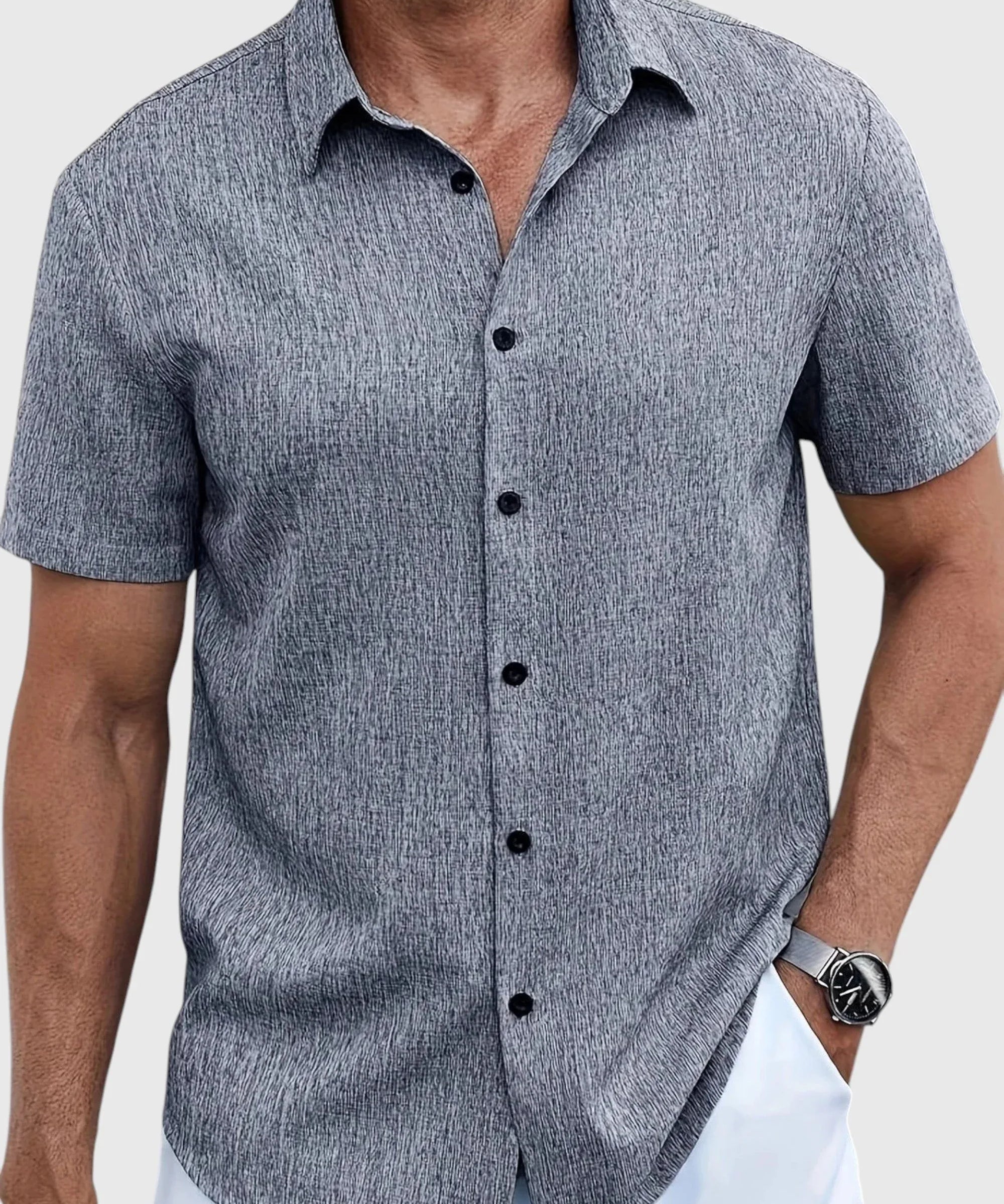 Juan | Camisa ligera de manga corta en mezcla de lino - Hala Madrid