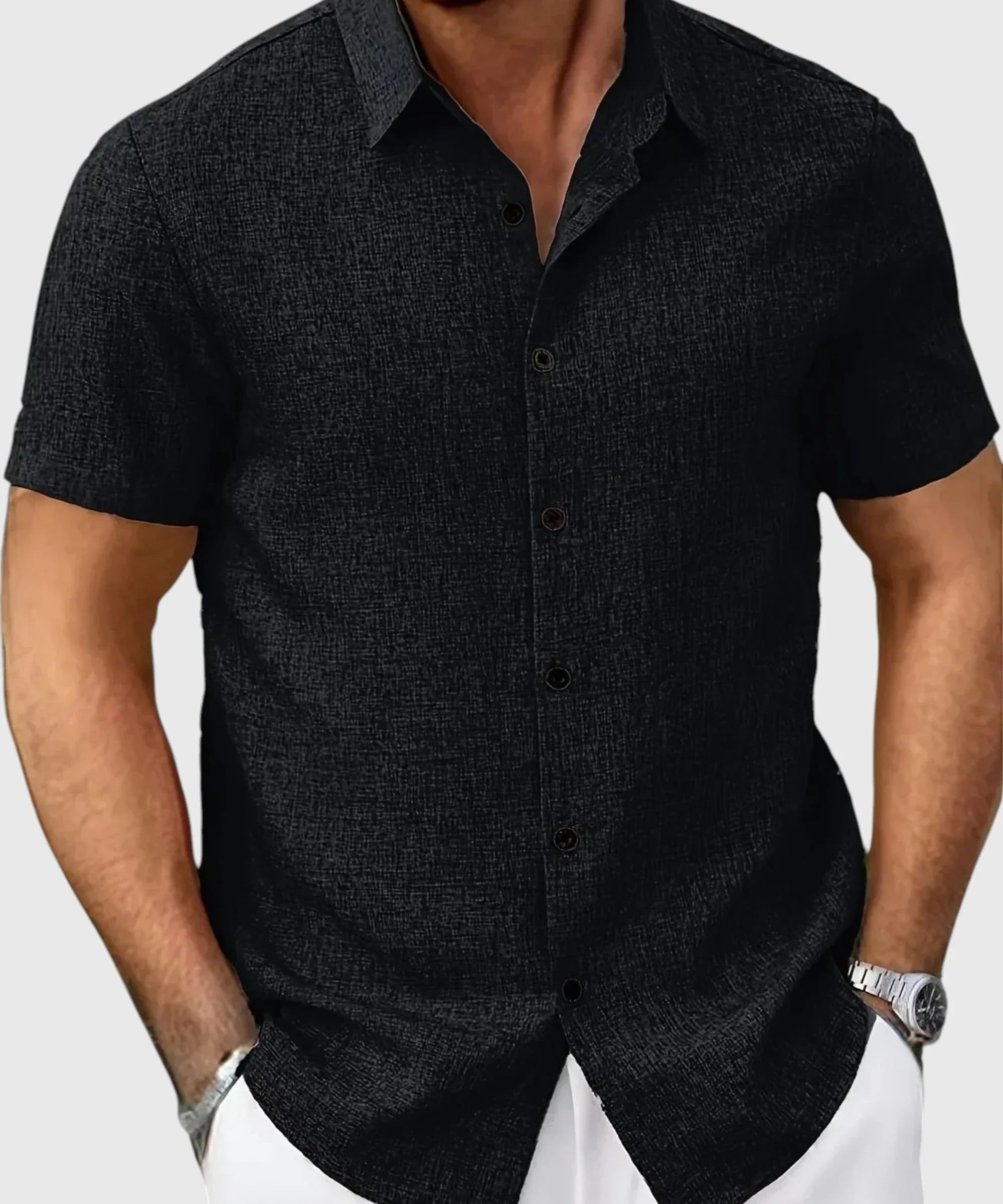 Juan | Camisa ligera de manga corta en mezcla de lino - Hala Madrid